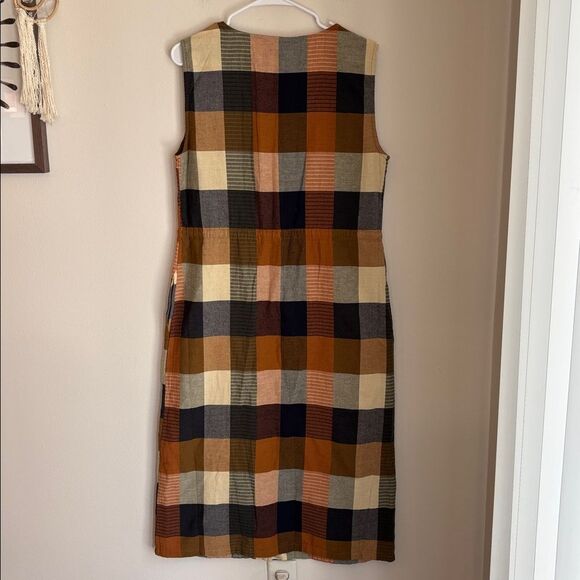 Bridge & Burn Plaid Sleeveless sustainable organic cotton midi Dress Women M EUC - Picture 13 of 14